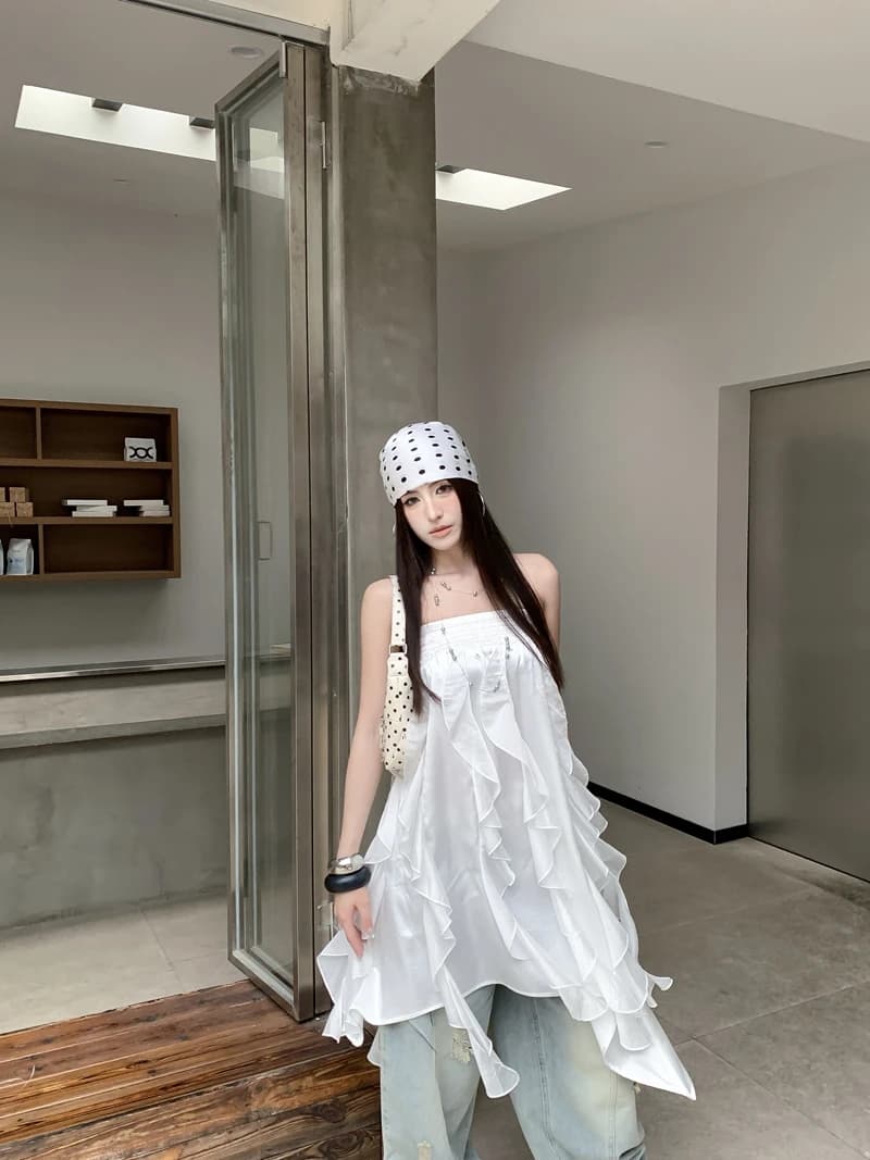 Elegante Abito Bianco Asimmetrico Senza Spalline, Moda Estiva da Donna, Nuovo Modello Versatile con Finiture in Pizzo, Gonna a Linea A in Stile Coreano per l'Ufficio