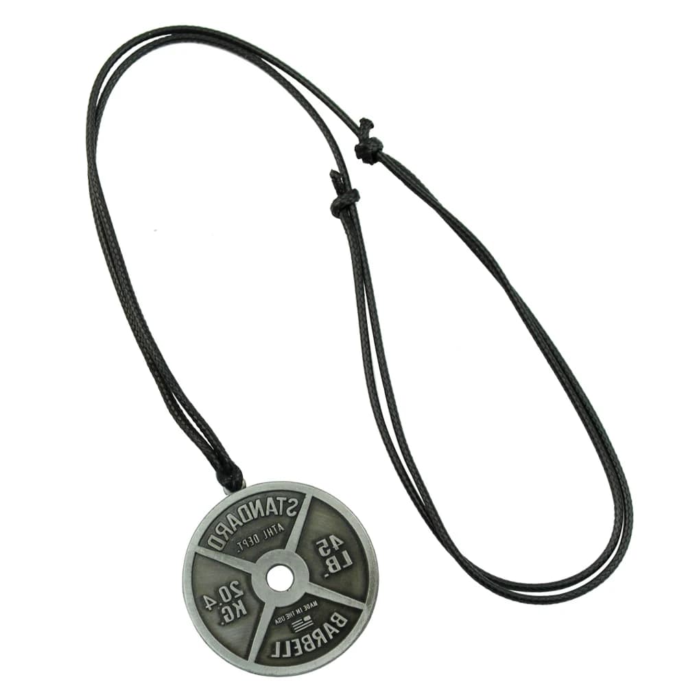 Weight plate Library Pendant with dumbbell Fitness Gym Necklace for Men Bodybuilding Weightlift Exercise Stainless Steel Jewelry