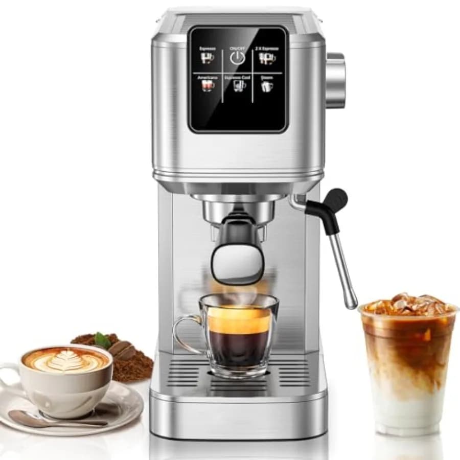Macchina per Espresso 20 Bar con Funzione Hot Rapid Cold Brew, in Acciaio Inox, con Montalatte a Vapore e Controllo Touch