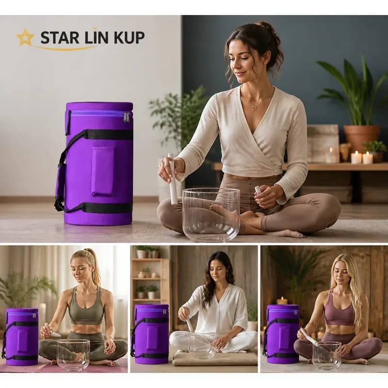 STAR LIN KUP 6 Inch Clear Quartz Crystal Singing Bowl F Note 440Hz with Handle and Carry Bag for Meditation Yoga Sound