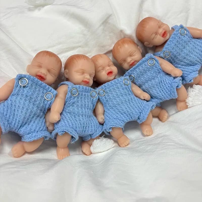5 pz/set 4 pollici Fatti A Mano di Alta Quantità Realistica Del Silicone Dormire Bebe Reborn Bambola Completa di Silicone Solido Giocattolo Per Bambini Regalo