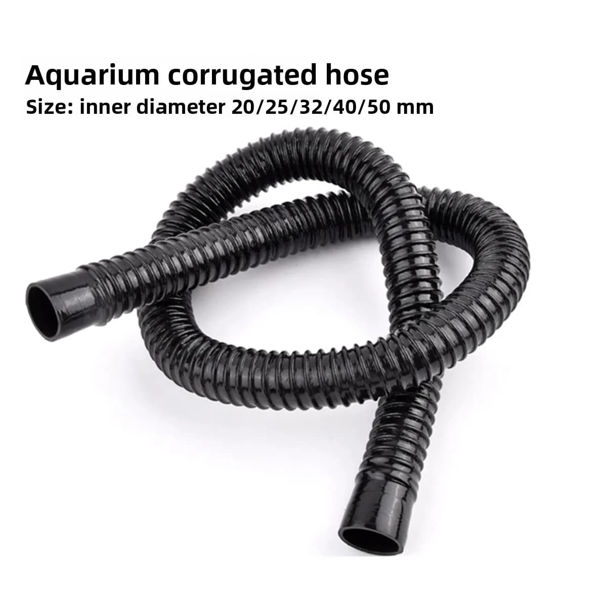Tubo Corrugato Nero Durevole per Acquario, Giunto di Ingresso/Uscita per Vasca dei Pesci, Tubo per Pompa dell'Acqua 20/25/32/40/50mm