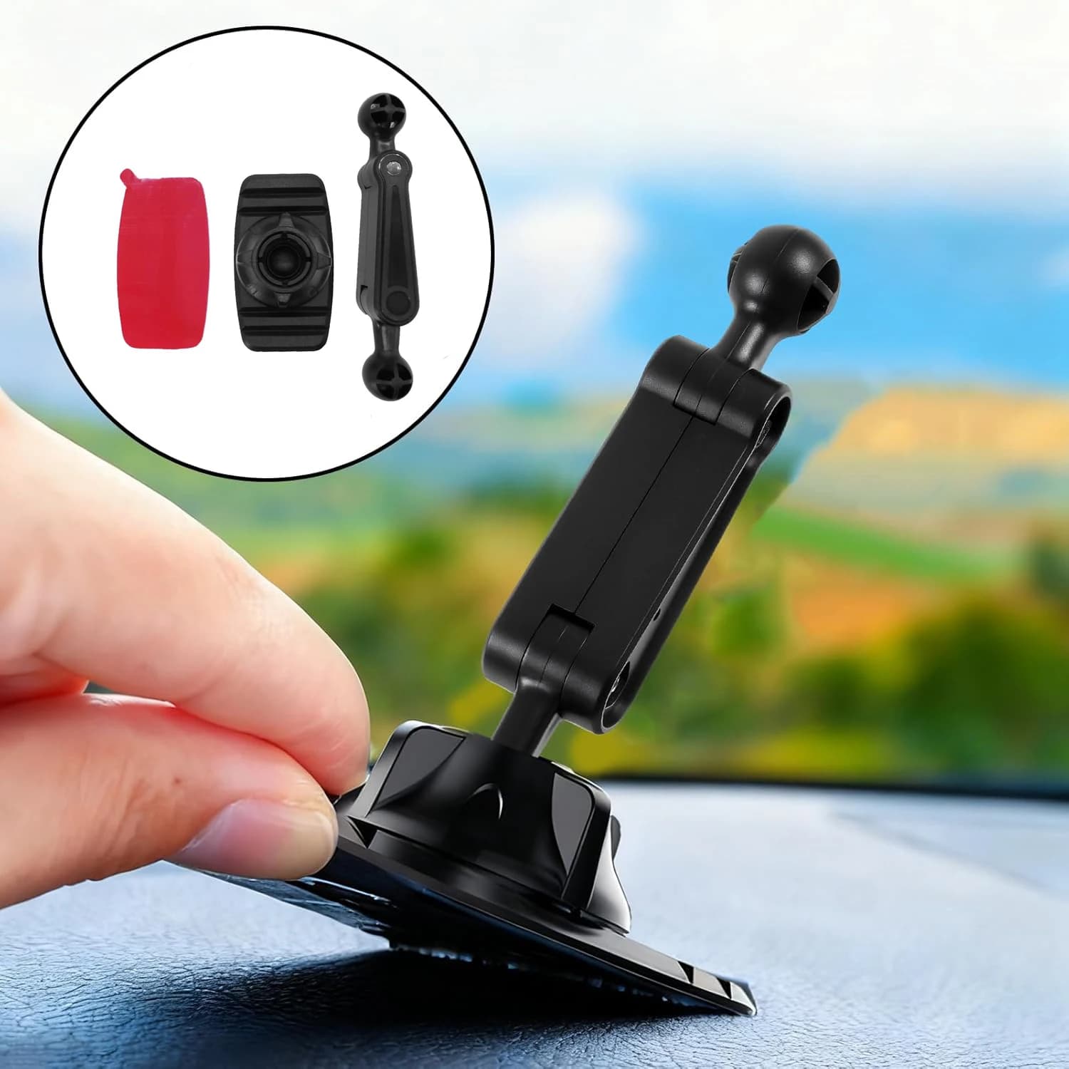 Base Adesiva Universale per Cruscotto Auto con Testa a Sfera da 17mm, Rotazione a 360° ° Supporto Rotante per Telefono da Auto, Staffa per Cellulare, Montaggio Auto