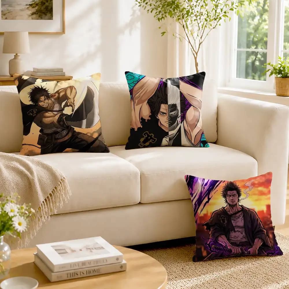 Y-Yami Sukehiro Anime Black Clover Customizable Square Pillow case Double Sided Print Sofa Bedroom Decor Cushion Cover