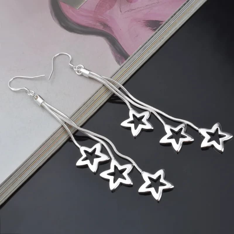 Orecchini con nappe in argento sterling 925 di alta qualità per donna, gioielli alla moda per matrimoni e feste, regalo di Natale