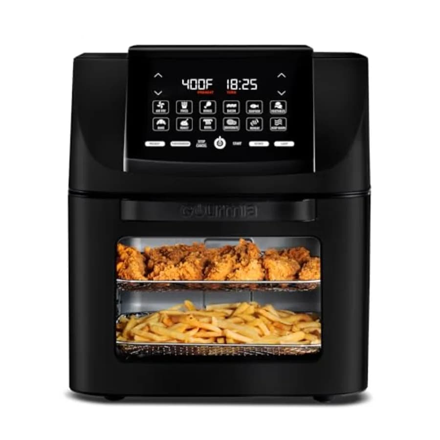Friggitrice ad Aria 14 Qt con Forno Tutto-in-Uno, Girarrosto, Display Digitale, 12 Programmi Preimpostati, Funzioni Arrosto, Cottura, Grigliatura, Disidratazione, Lavabile in Lavastoviglie, Accessori Inclusi
