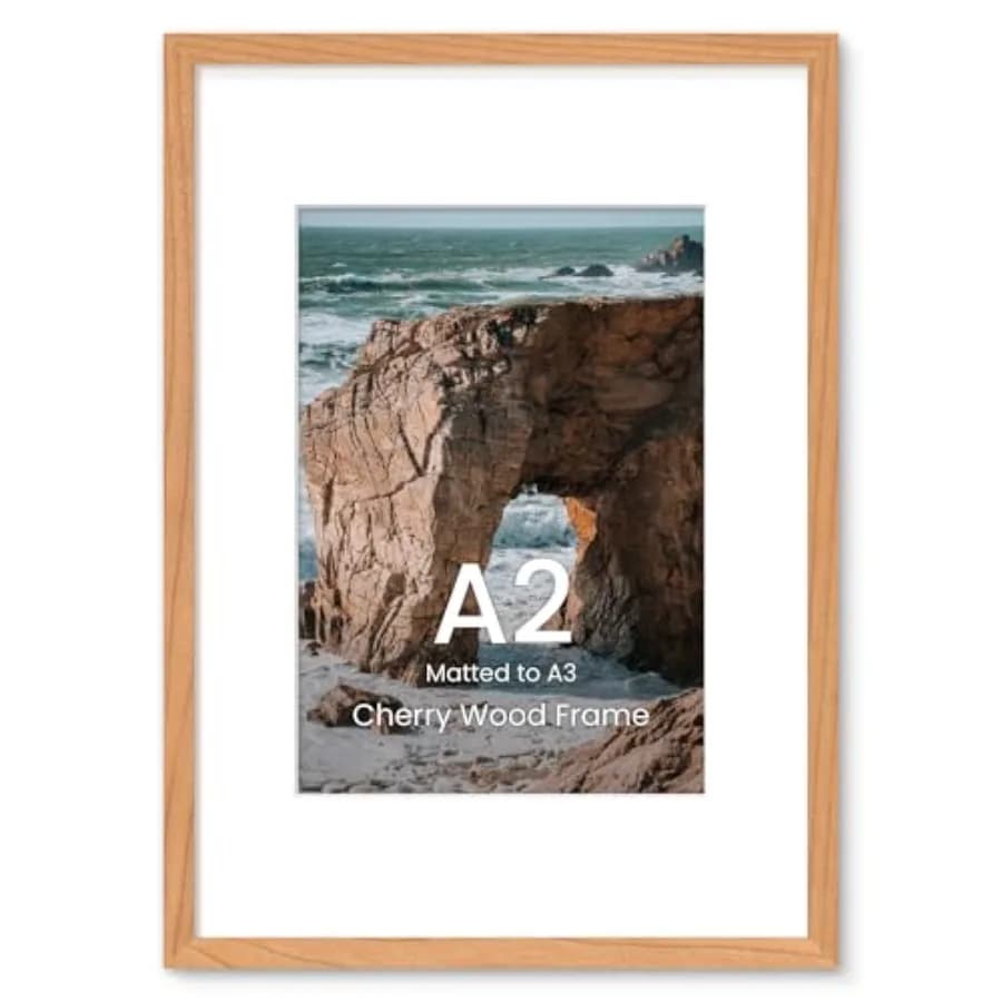 Cornice A2, Cornice per Foto Solida 42x59,4cm da Parete, Cornice per Poster A2 420x594mm Angolo Retto con Passepartout per A3 (287x410mm), HD Temperato