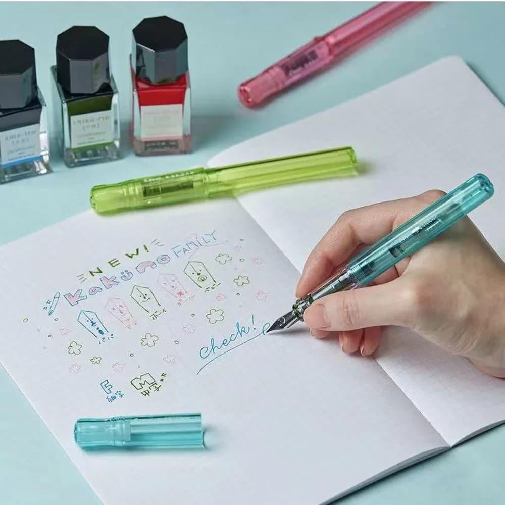 PILOT New kakuno Transparent Color Fountain Pen Family Series Cute Smiling Face Calligraphy Practice Stationery Pen Writing Gift