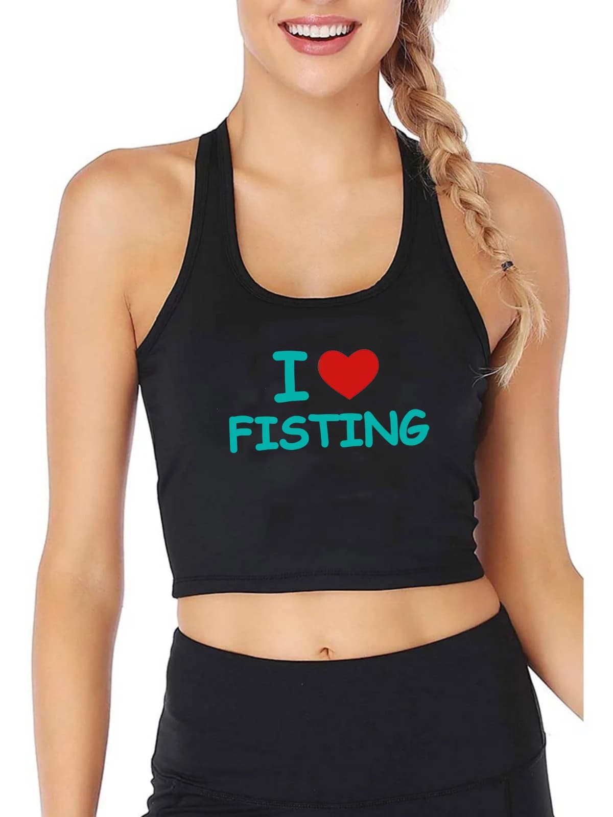 I Love Fisting Design Breathable Slim Fit Tank Top Women Humorous Flirting Sexy Crop Tops Summer Fitness Training Shirt