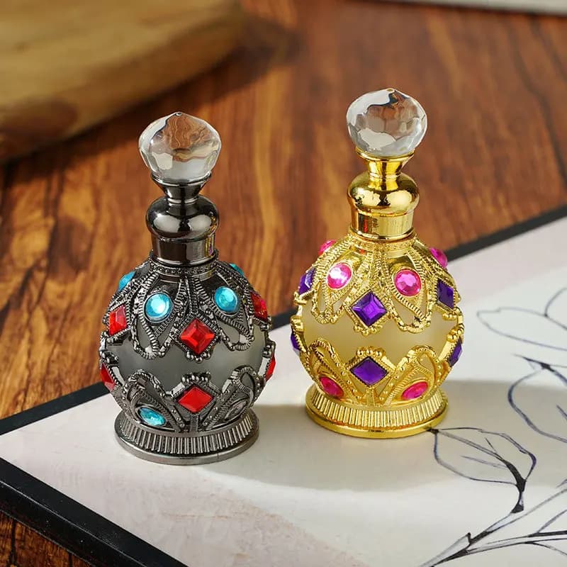 Flacone di Profumo in Vetro Cristallo da 15ml, Contenitore Ricaricabile per Oli Essenziali – DGBG Sabbiato Elettroplaccato, Set Regalo Personalizzabile