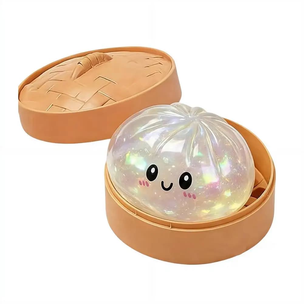 Nuovo Giocattolo Antistress Kawaii a Forma di Raviolo con Faccina Sorridente, Base Unica a Forma di Vaporiera, Palla di Pasta Spremibile, Regalo di Compleanno per Ragazze, Ragazzi e Adulti