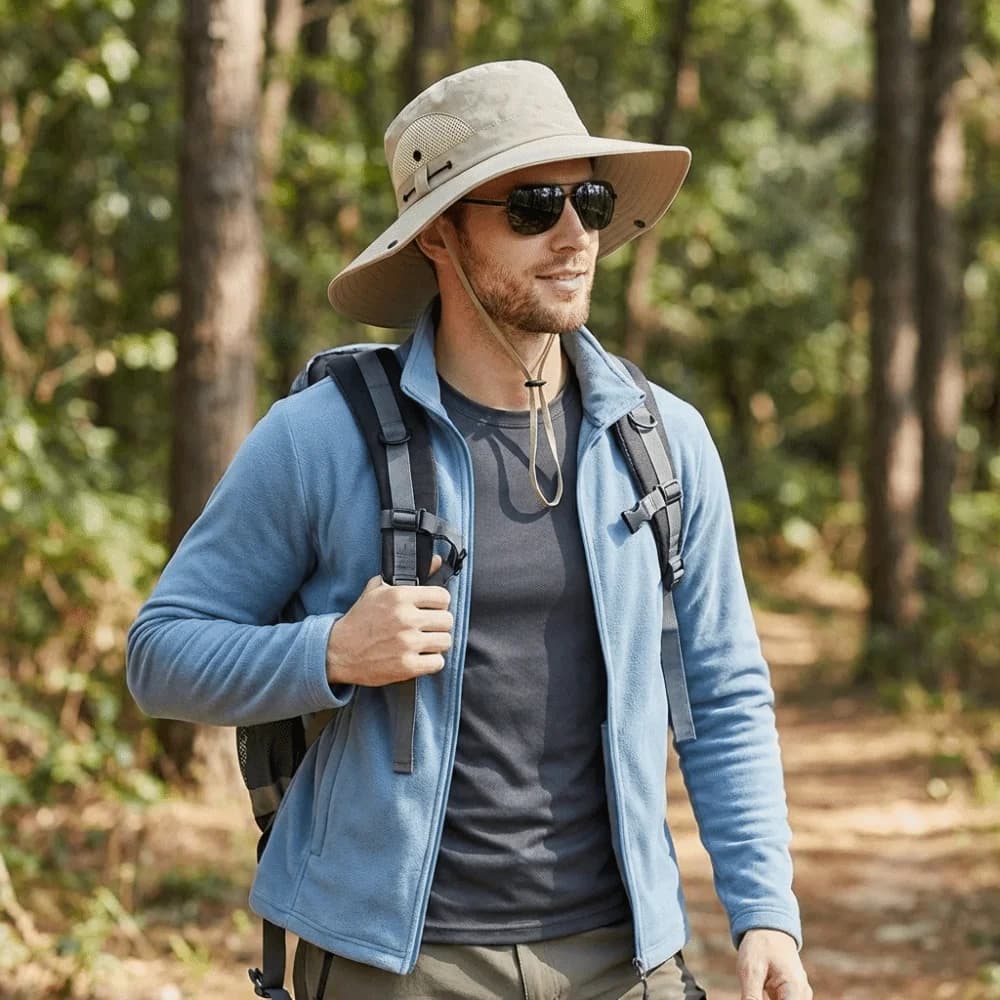 Cappello da Sole Estivo Pieghevole a Tesa Larga, Traspirante in Poliestere, Cappello da Pesca Tinta Unita, Cappello Parasole con Protezione UV per Esterni
