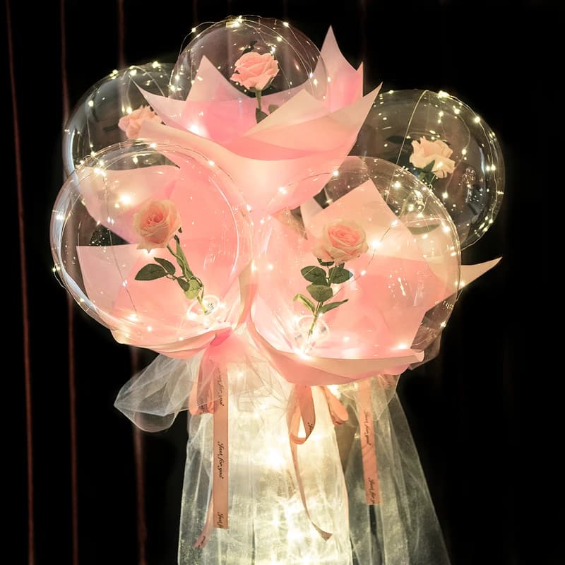 Palloncino luminoso a LED Bouquet di Rose palloncini trasparenti leggeri fiore per la festa nuziale decorazioni per san valentino compleanno ringraziamento