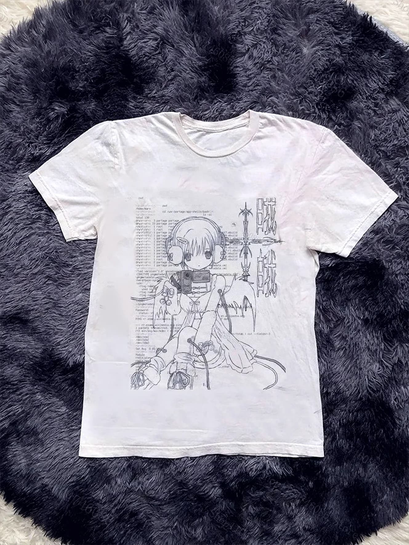 2000s Vestiti Y2k Retro punk Top Donna Kawaii Graphic T-shirt Baby Tees Y2k Kitty anni '90 Vintage Abbigliamento Donna T-shirt Kpop Emo