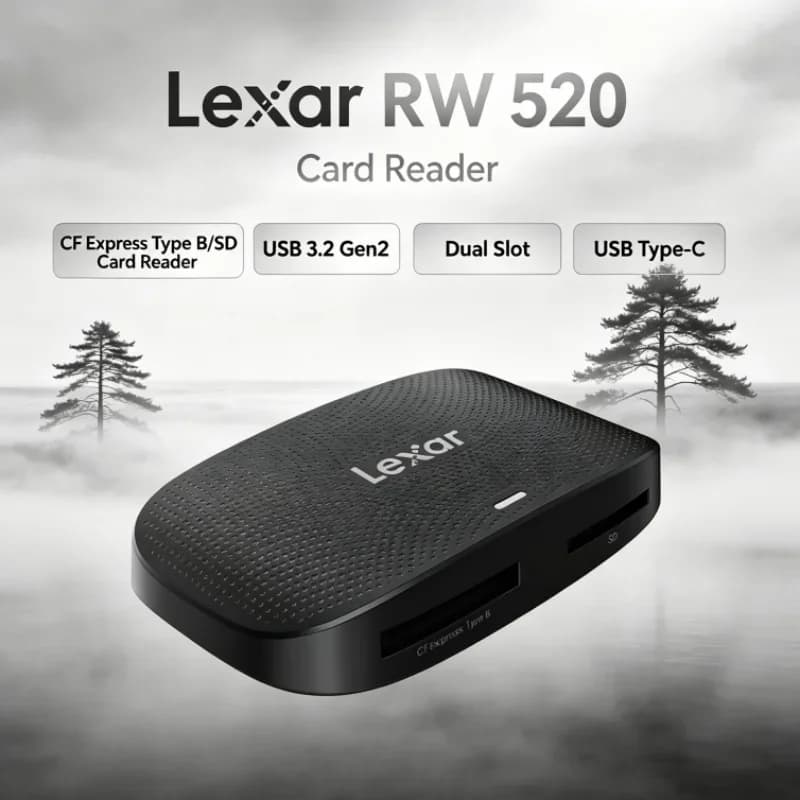 Lexar RW520 Memory Card Reader High Speed USB 3.2 Gen 2 CFexpress Type B SD Card Reader 8K RAW for Video Transfer