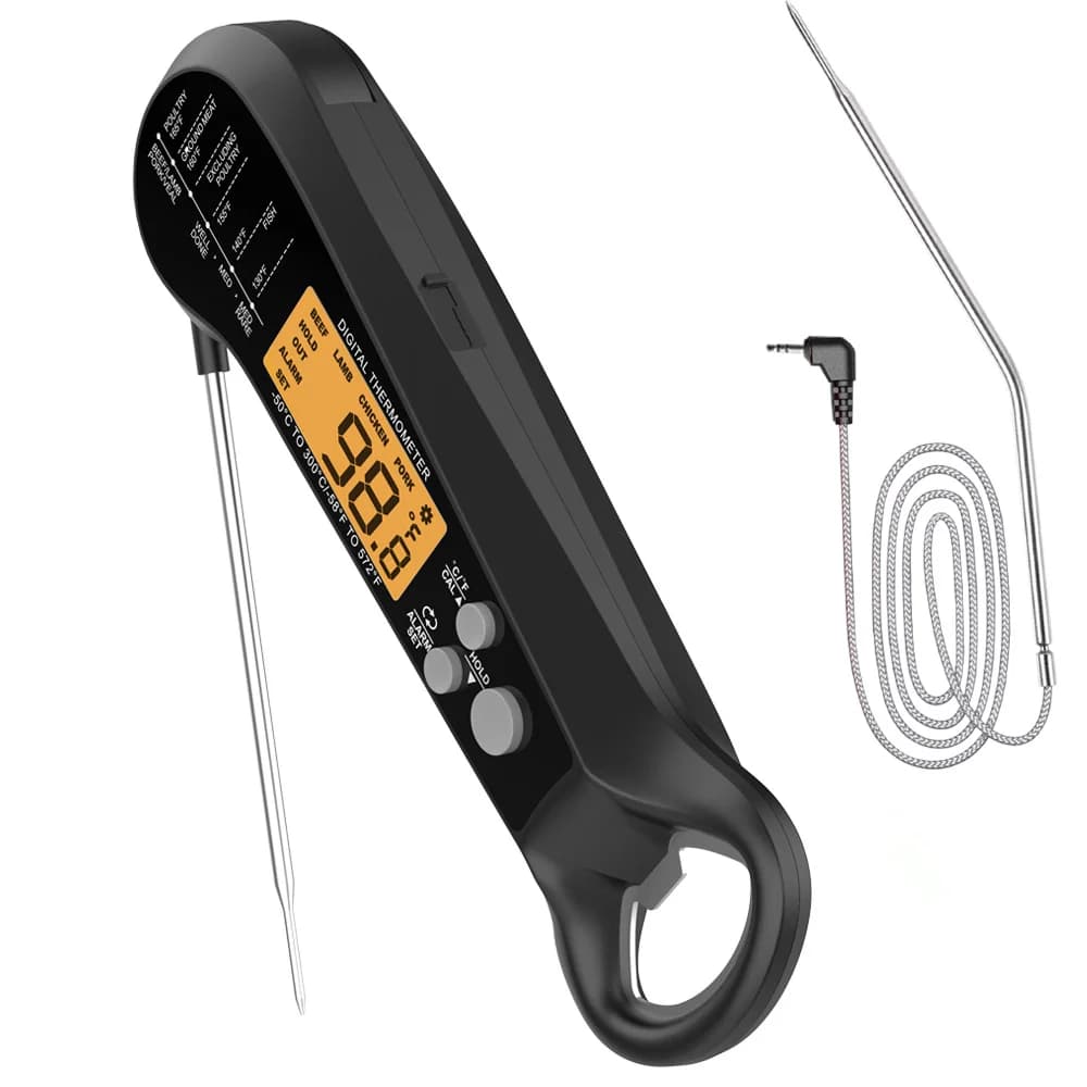 Professional Thermometer for Meat with Long Cable, Digital, Waterproof, Kitchen Instrument, Food Thermometer with 2 Instant Reading probes