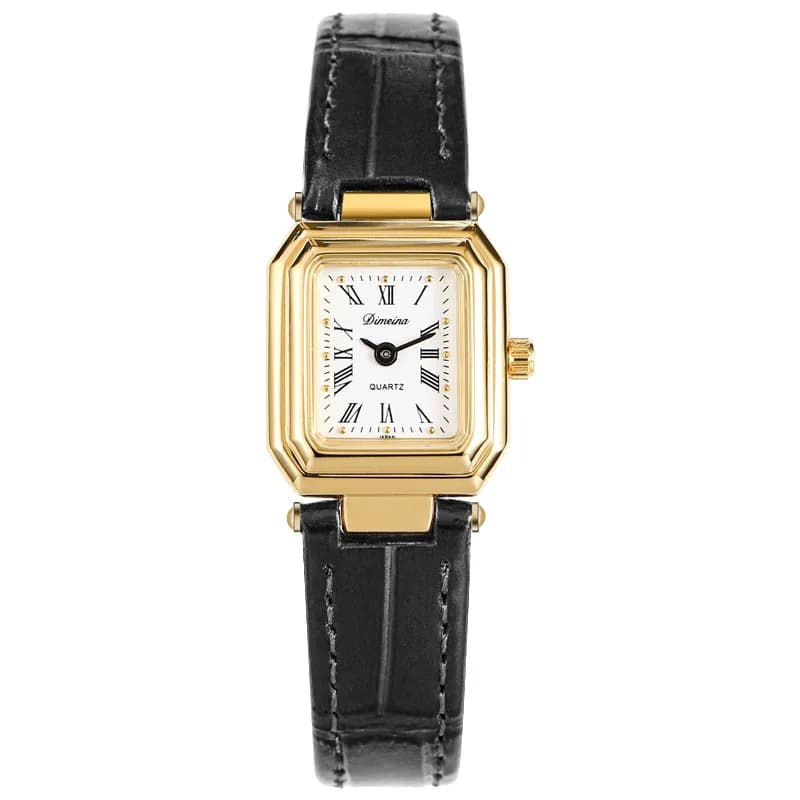 Orologio da Donna al Quarzo Vintage, Quadrante Quadrato Oro e Argento con Diamanti, Numeri Romani, Nuovo Design Elegante