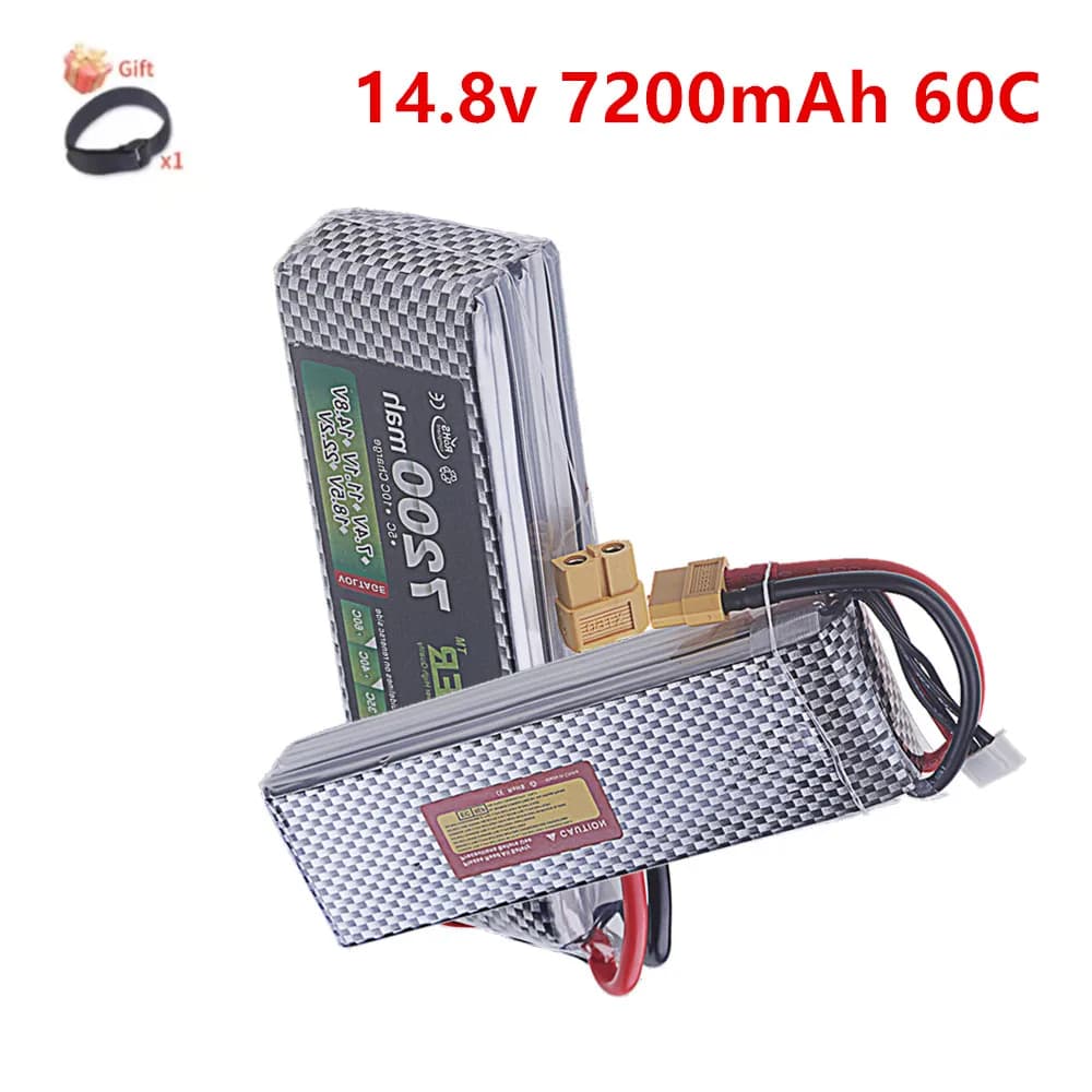 LiPo Rechargeable Battery 4S 7200mAh 60C 14.8V for RC FPV Racing Drone Quadcopter Drone Batteries With XT60 Connector Deans Plug