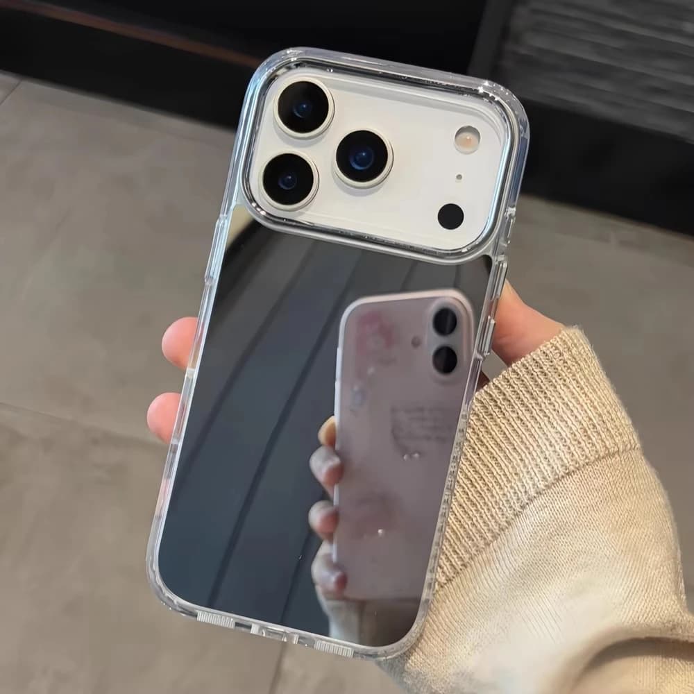 Acrylic Luxury Case with Makeup Mirror for iPhone 17 Pro Max 16 15 14 13 12 11 Pro Max XS X XR 16 Plus, Anti-shock Cover Plated