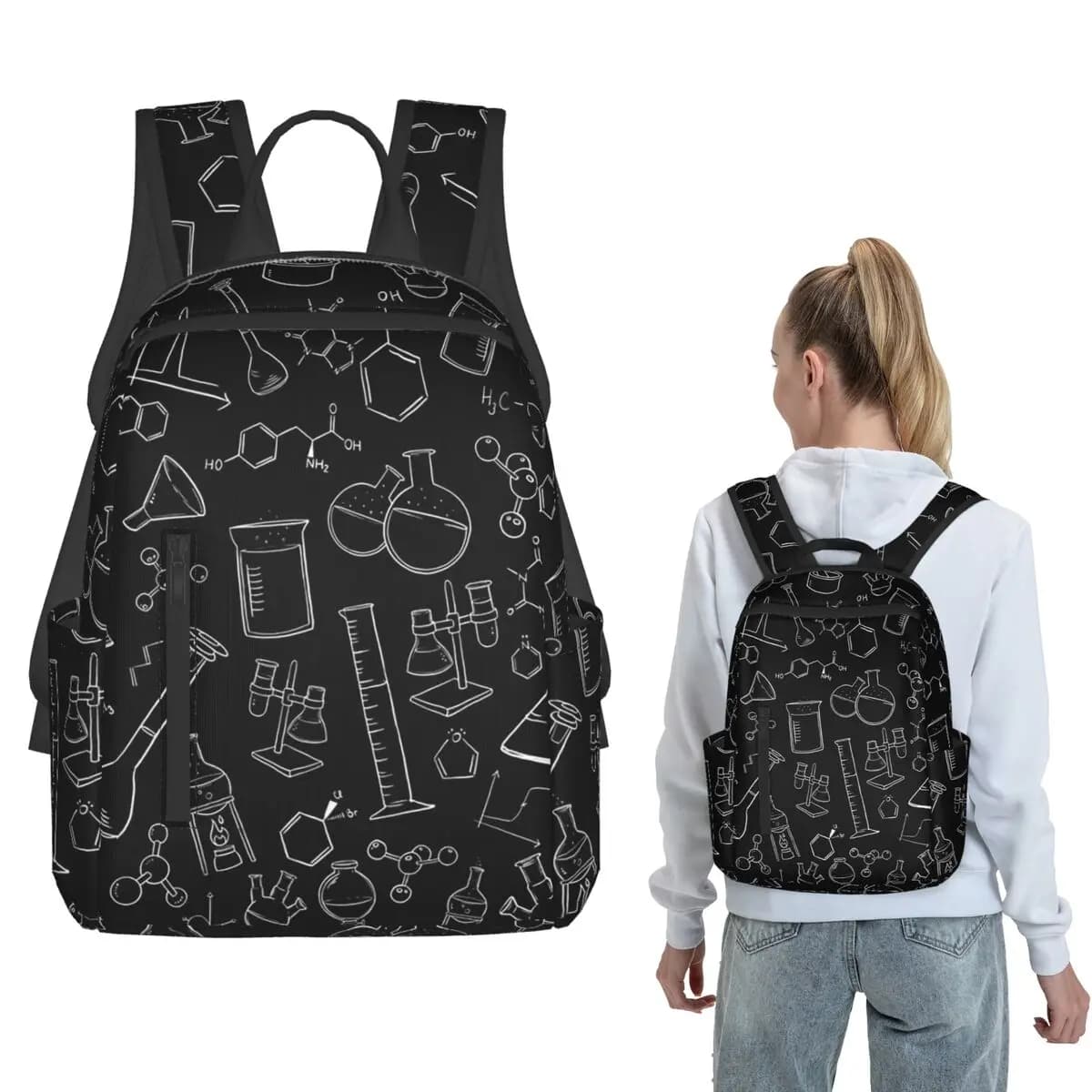 Zaino per attrezzature da laboratorio chimico, zaino da giorno, borsa per libri per bambini, borsa da scuola, borse a tracolla per uomo e donna