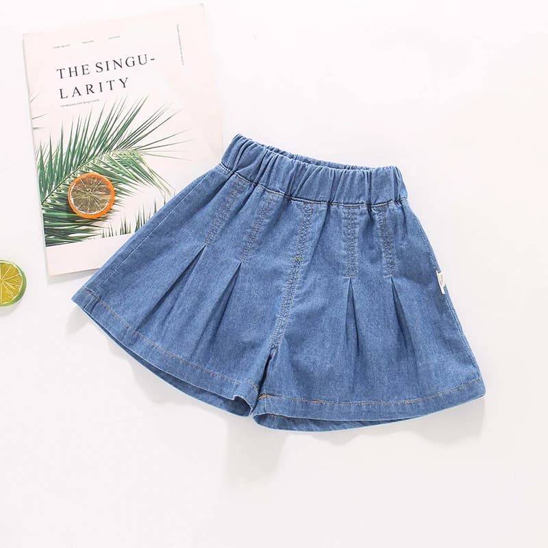 Children's Summer Denim Shorts Cotton Fabric Boys And Girls Loose Fit Casual Pure Color Jeans Pants Fashionable Sun Prot...
