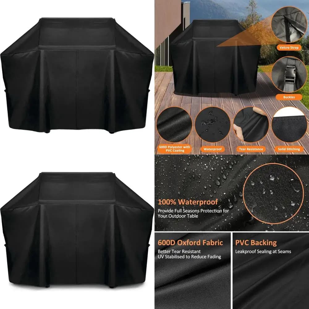 Copertura per Barbecue Resistente in Tessuto 600D Impermeabile con Chiusura in Velcro e Cinghie Regolabili per Modello 61500
