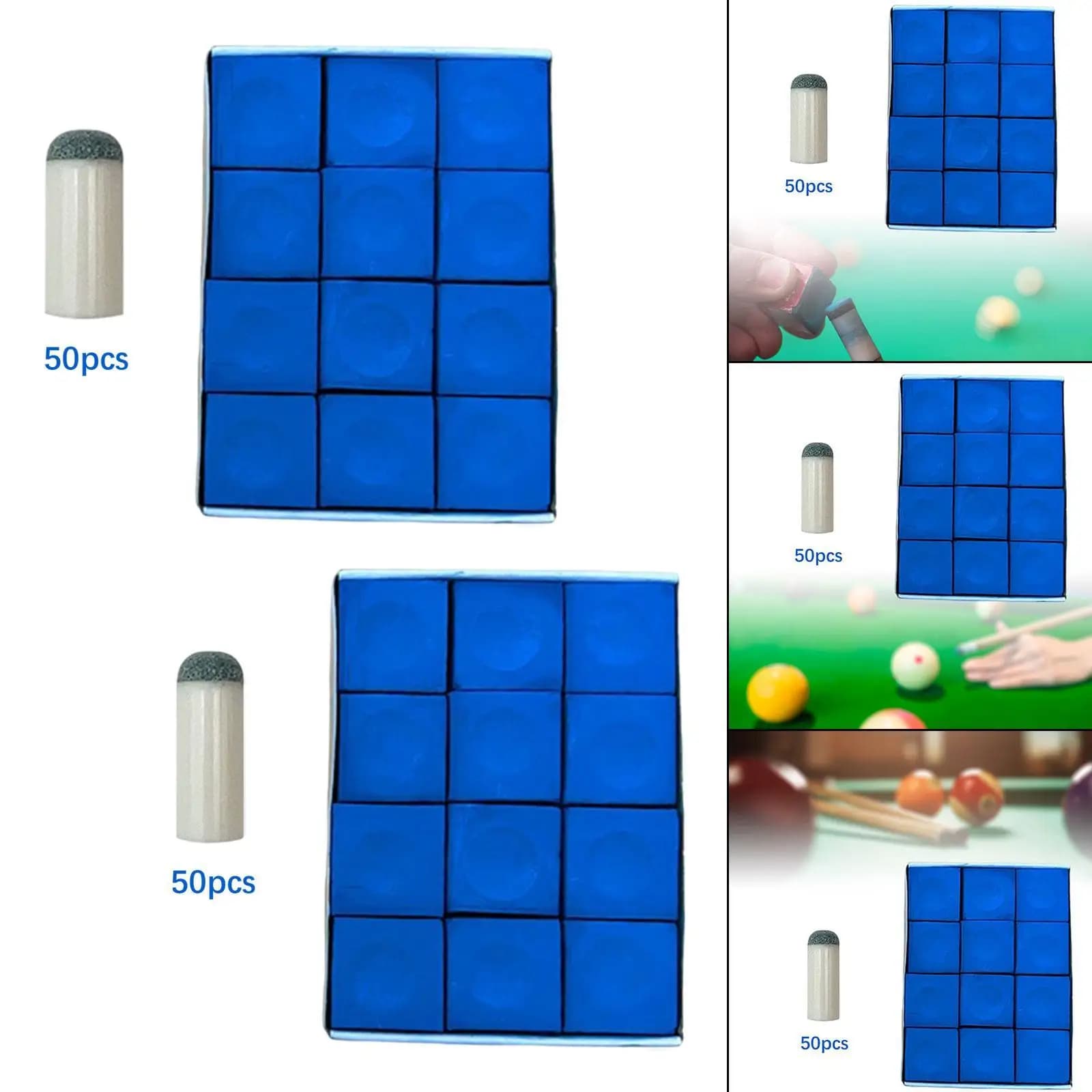 50 Pezzi Slip on Pool Cue Tips Parti pratiche portatili Facile da installare Accessori per tavoli da biliardo Riparazione di punte per stecche da biliardo