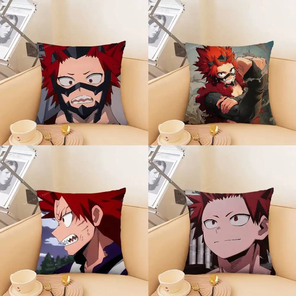 1 pz Federa per cuscino con personaggio dei cartoni animati Eijiro Kirishima, federa quadrata alla moda per camera da letto, divano, decorazione per il tempo libero