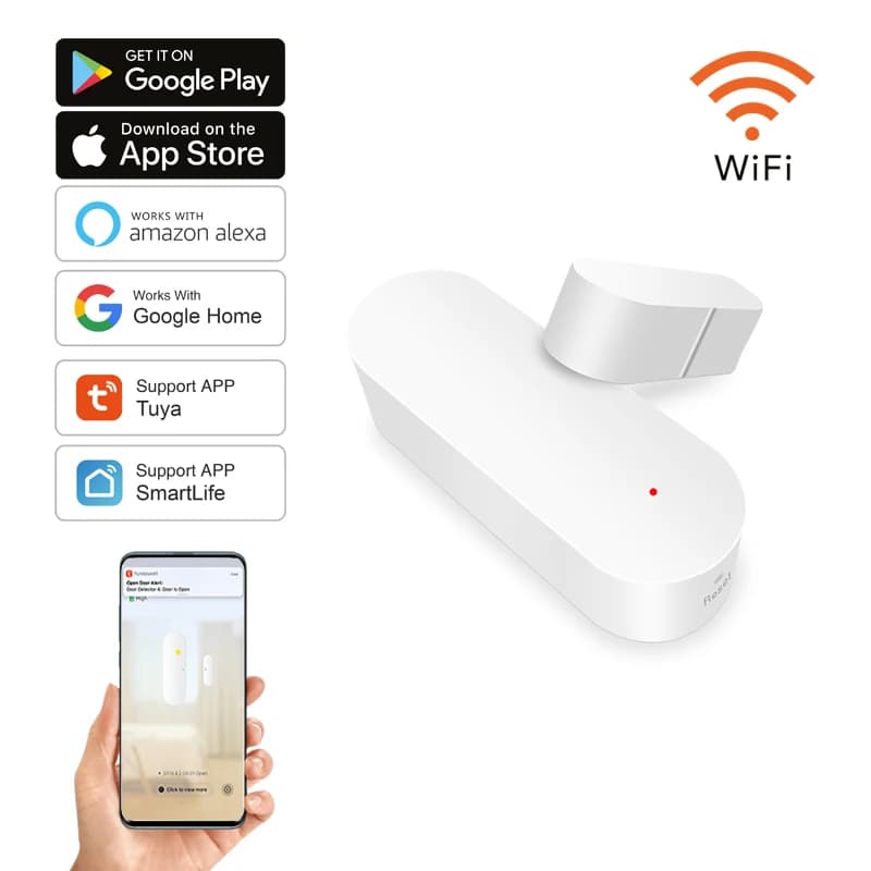 Tuya Smart WiFi Door Sensor Smart Home Open Close Detector Smartlife App Control notifica compatibile con Alexa Google Home