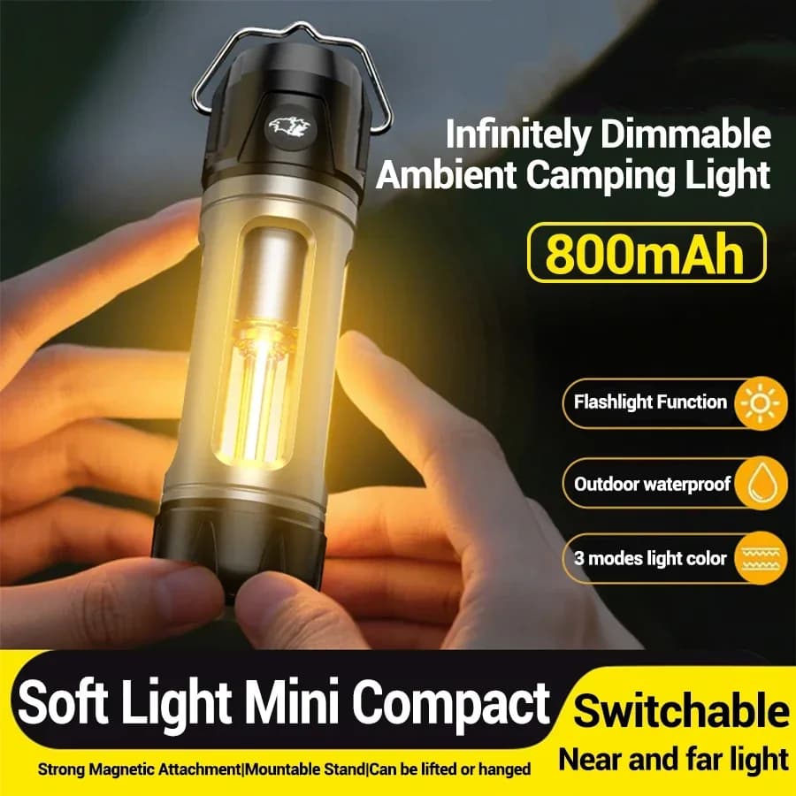 Lanterna da campeggio K1 - LED luminoso da 1000LM, luce calda/fredda regolabile, gancio e maniglia portatili per tenda, esterno, emergenza, escursionismo