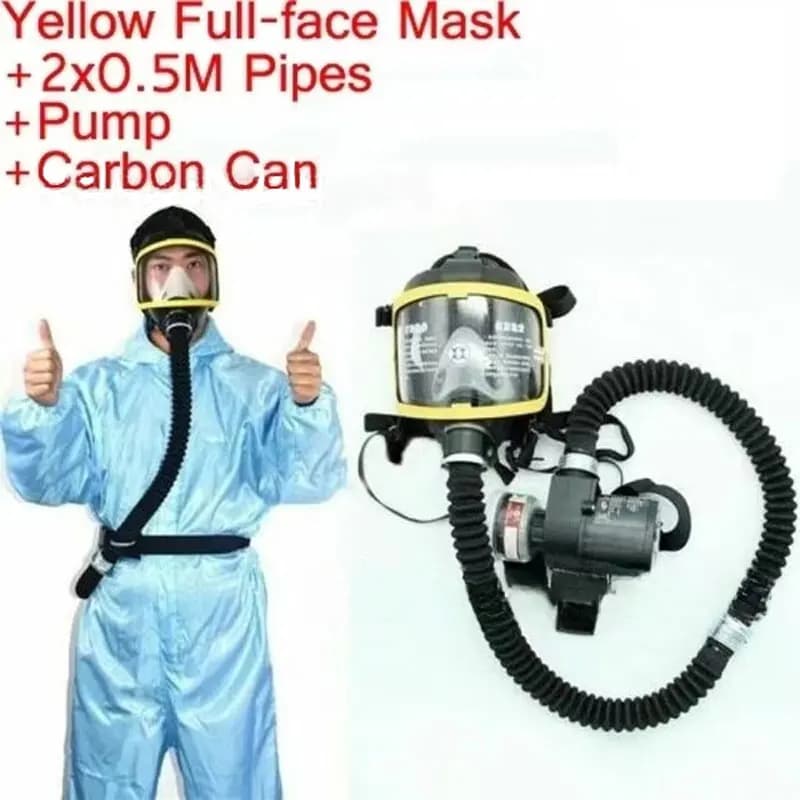 Constant Flow Electric Protective Provided with Compressed Air Full Face Gas Mask Breathing System Respiratory Mask Safety at Work