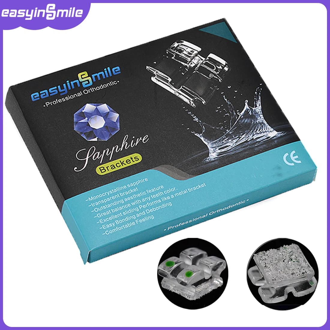 20 Pz/pacco Dentale Ortodontico Zaffiro Staffe In Ceramica Monocristallino Brace Roth/MBT 0.022 Ganci 3 4 5 Denti per Bretelle Dentis