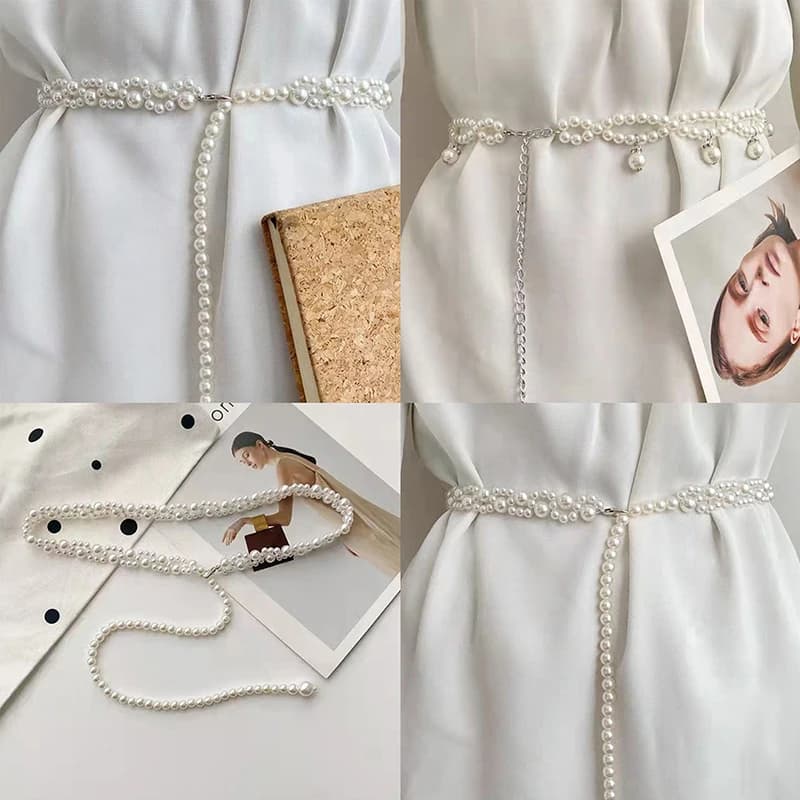 Cintura Elegante con Perle Z.Literary Temperament, Cintura in Vita per Donna e Ragazza, Cinturino in Cristallo, Catena Nuziale con Perle, Accessori per Ragazza