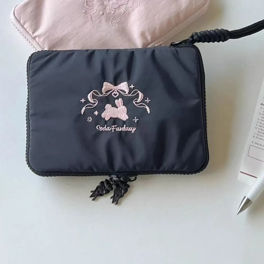 Multi-functional Hanging Travel Neck Pouch Mesh Lightweight Passport Holder Ballet Rabbit Card Organizer Bag for Cosmetic