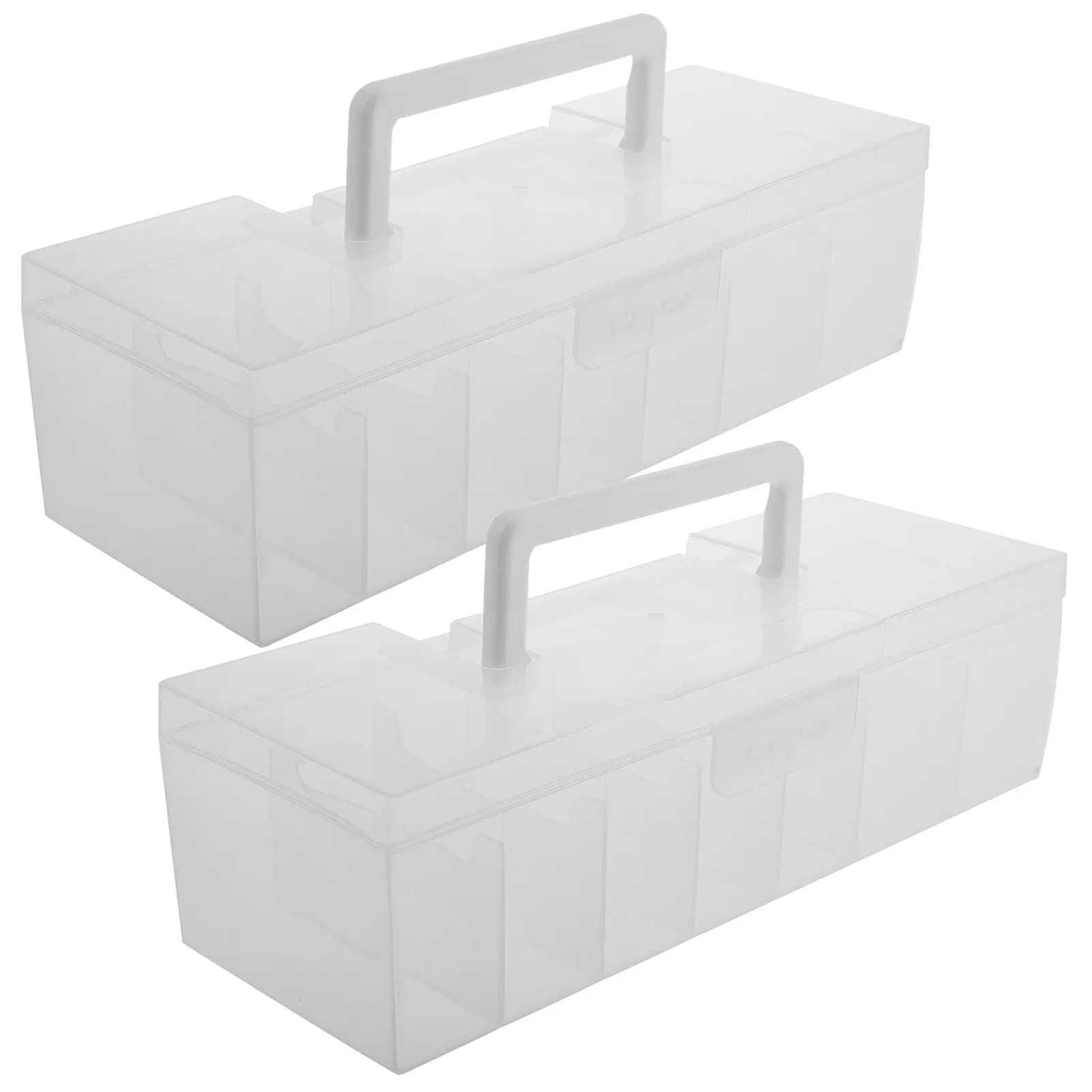 2Pcs Seed Storage Organizer Plastic Box Clear Divided Compact Portable Garden Seed Packet Holder Flower Vegetable Keeper