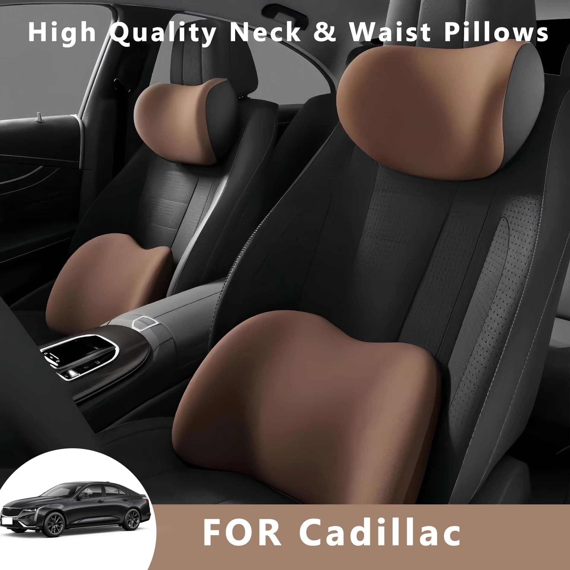 Protezione per cuscino per il collo dell'auto Poggiatesta per sedile automatico Cuscino per la vita morbido Cuscino per il collo Schienale Supporto lombare per Cadillac CT4 CT5 CT6