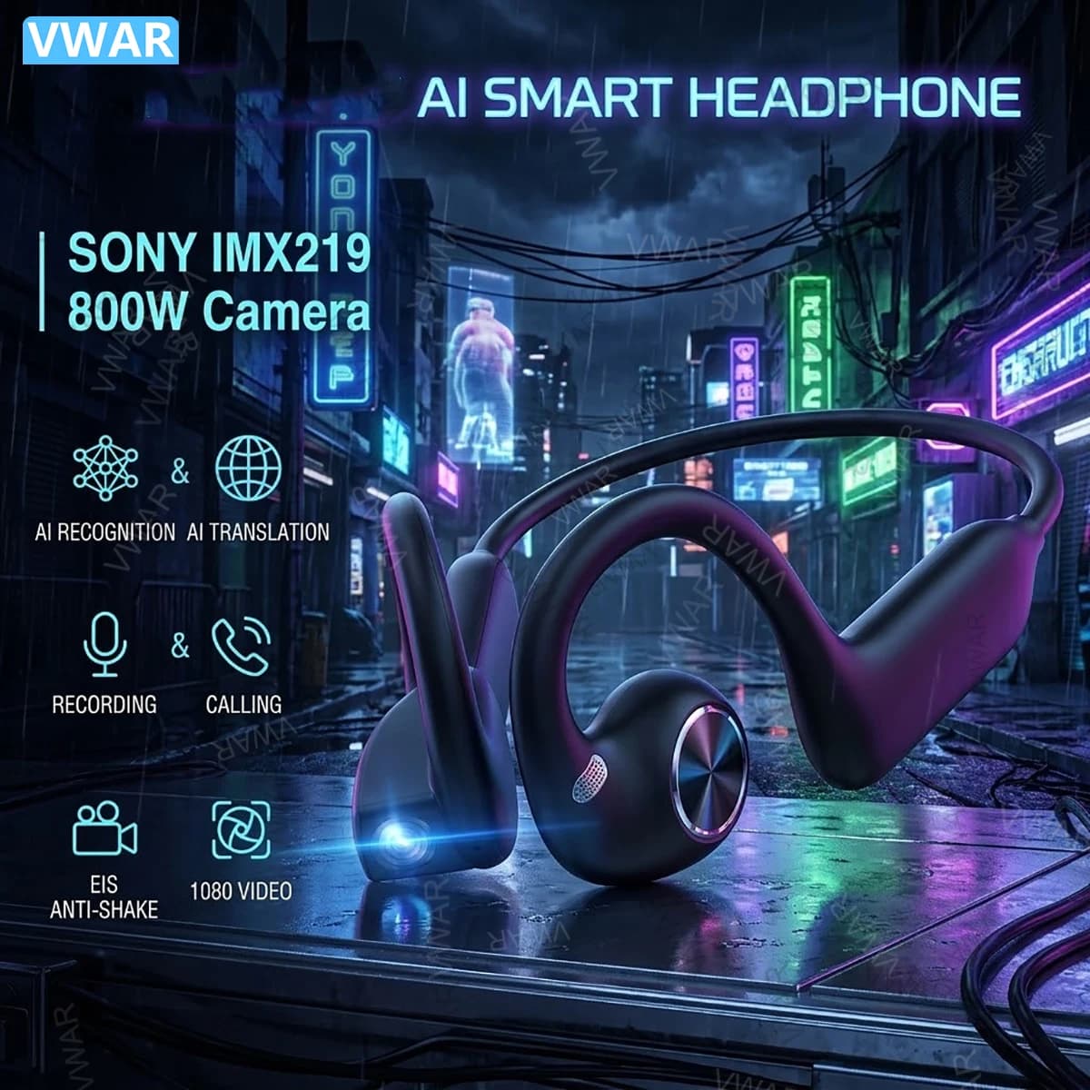 2026New 800W Pixel Camera Smart Earphones Men Video Recording AI Photo Recognition Bluetooth Call Voice Translation Headphones