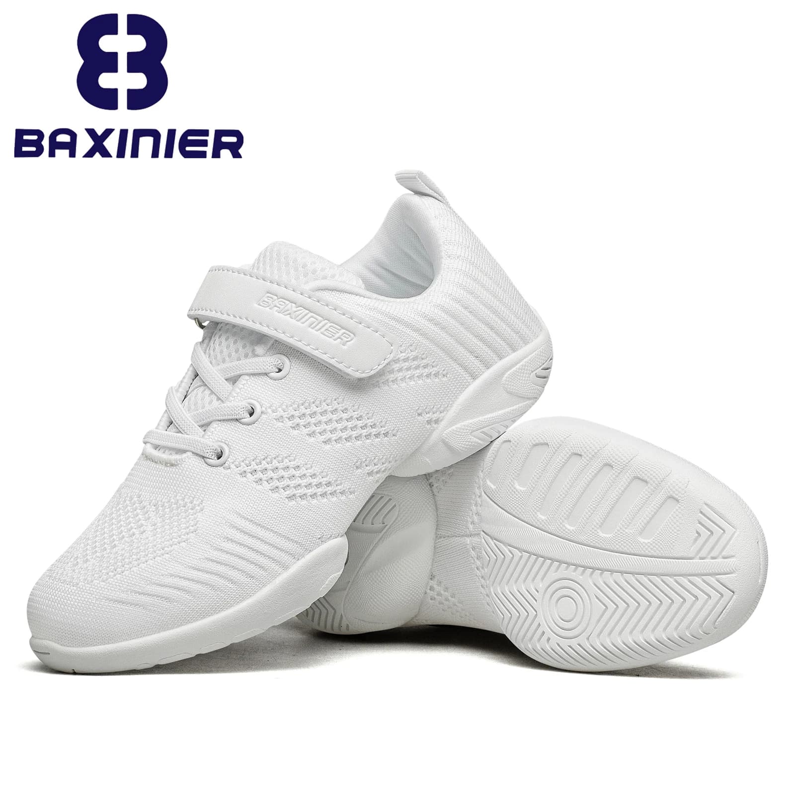 BAXINIER Girls White Cheerleading scarpe da ballo traspirante Youth Cheer Shoes Sneakers da competizione scarpe da Tennis da allenamento atletico