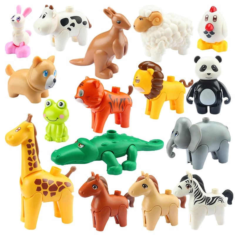 Zoo Big Particle Building Blocks Animali carini mobili Canguro Duplo Accessori Materiale liscio Giocattoli educativi per bambini