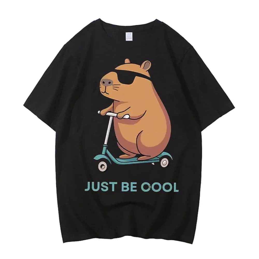 Capybara cotton tshirt men hip hop Trendy Breathable Psychedelic t shirt Pop Culture Classic Trendy korean clothes Psychedelic