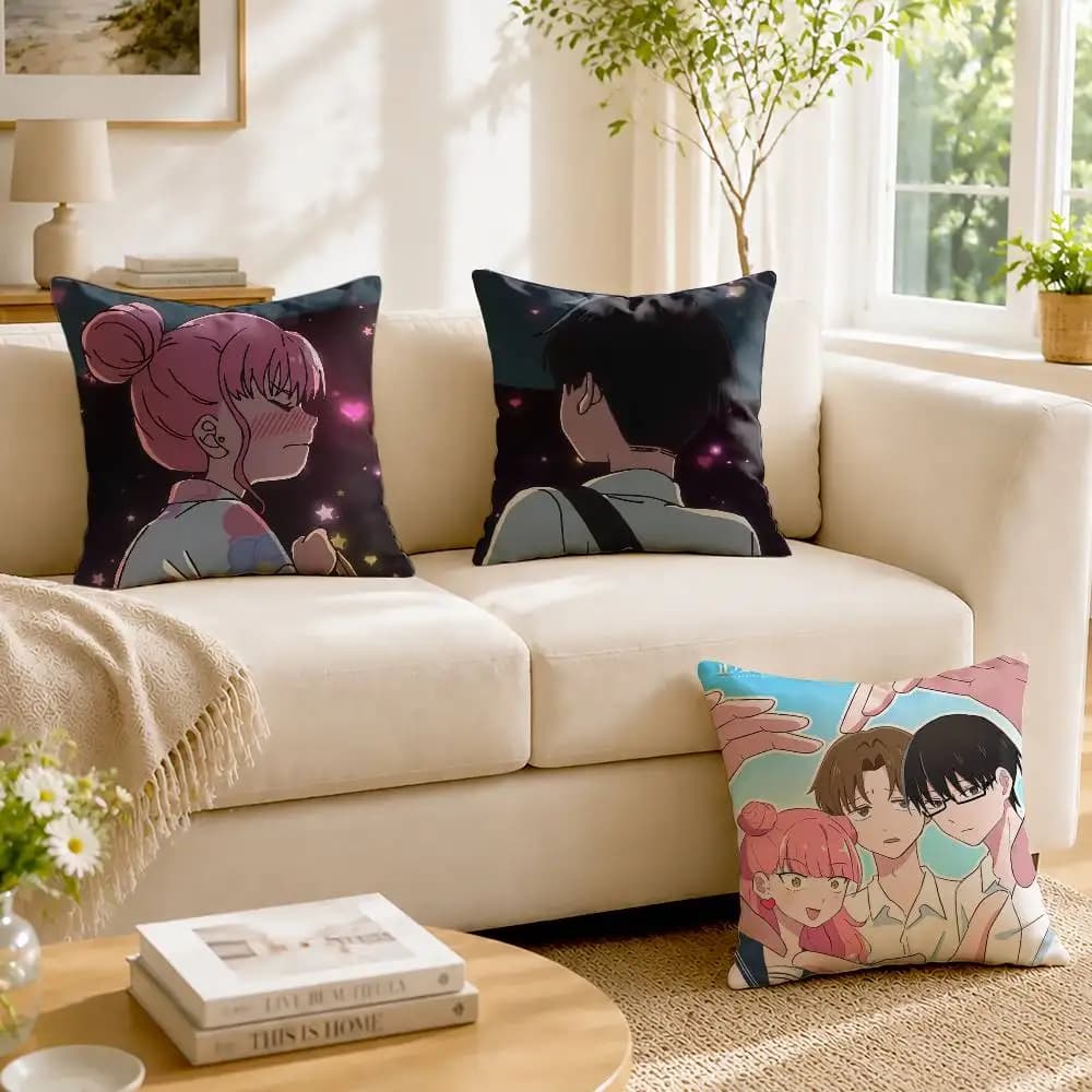 K-Kawaii M-Miyu Suzuki You and I A-P-O Customizable Square Pillow case Double Sided Print Sofa Bedroom Decor Cushion Cover