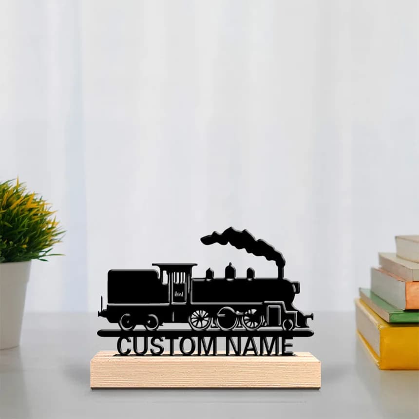 1pc Interesting Desktop Metal Statues Custom Content Equipped with Wooden Base Desktop Decorations,Office Decorations