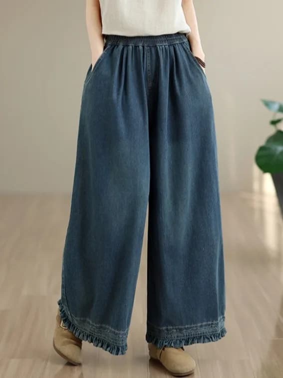 Retro Embroidered Loose Fit Jeans High Waist Straight Leg Wide Leg Casual Summer New Style plus Size Women's Clothing