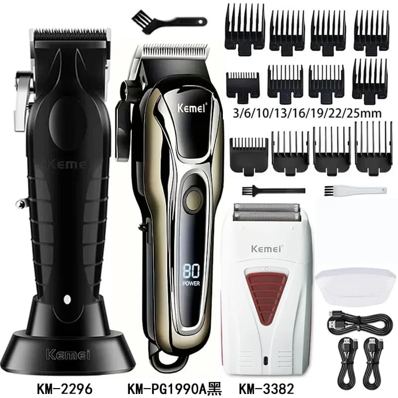 Tagliacapelli Elettrico Professionale Kemei KM-2296 KM-PG1990A 3382 per Uomo, Macchina per Taglio Capelli e Regolabarba