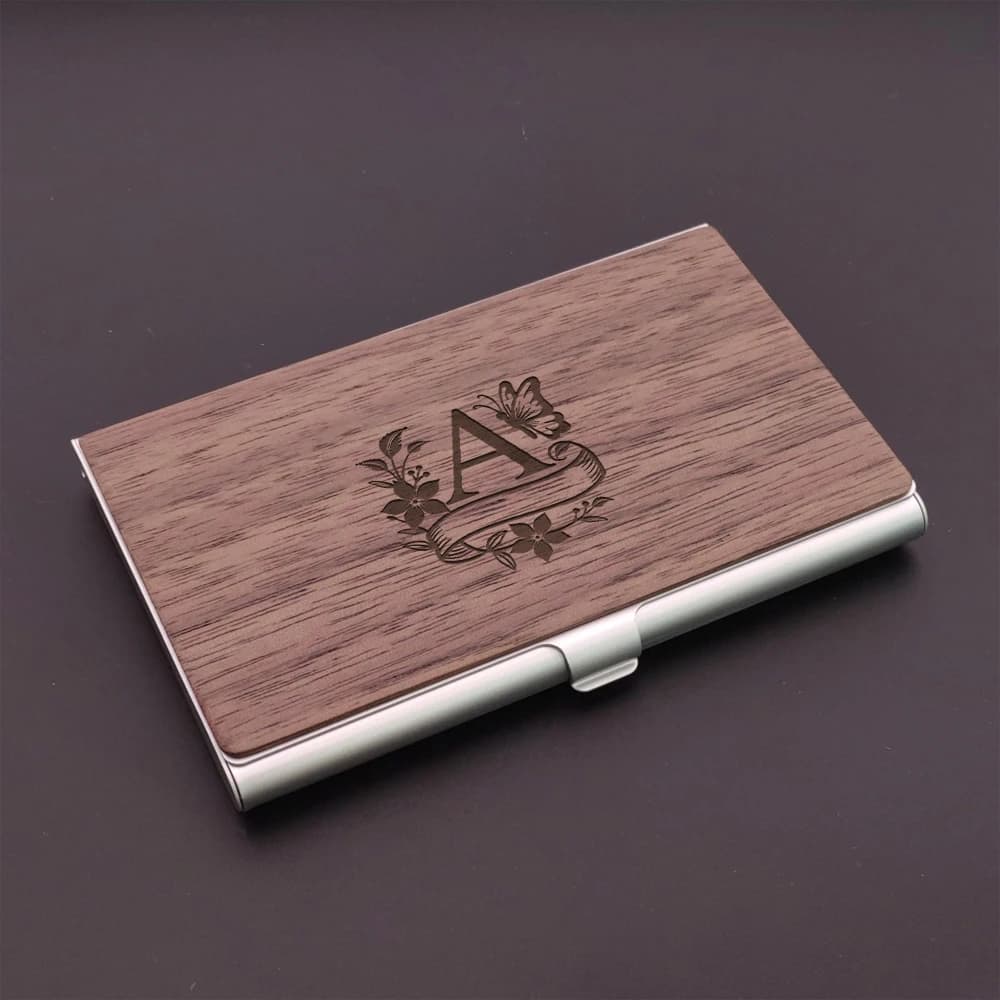 1 Pezzo Eccellente Porta Biglietti in Legno con Cinghia a V, Fiore e Farfalla, Testo Personalizzato, Artigianato in Legno, Ornamento in Legno