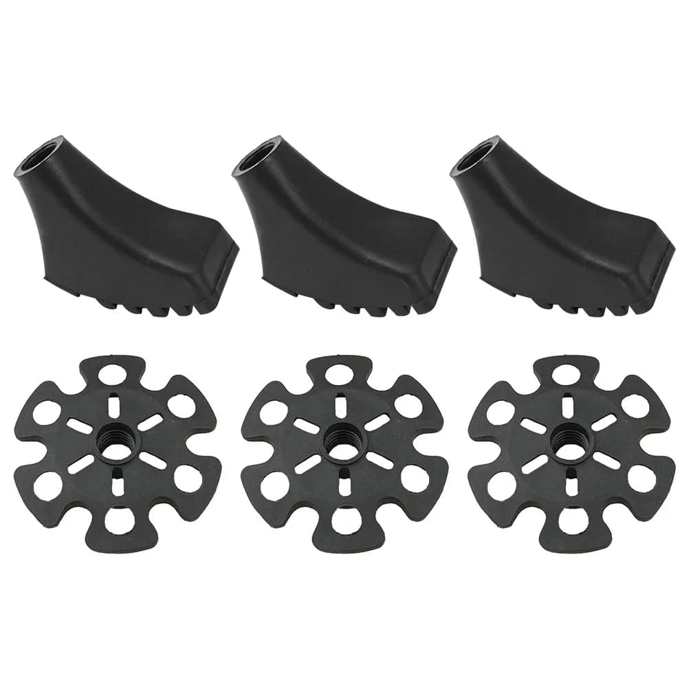 Set di 3 Punte Antiscivolo in Gomma a Forma di Scarpa con Rondella Metallica Rinforzata per Bastoni da Trekking e Camminata