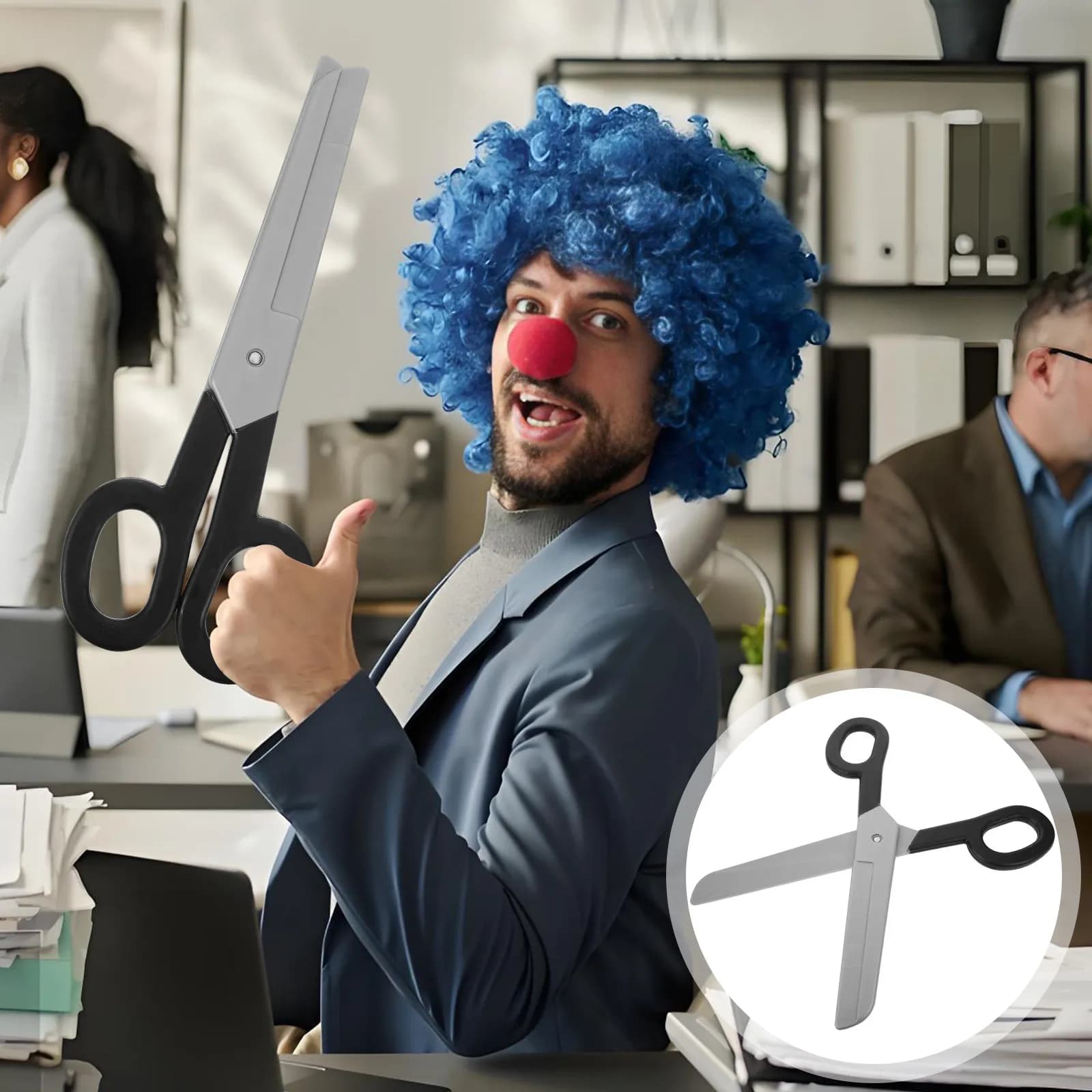 Forbici Giganti in Plastica a Forma di Clown, Accessorio Decorativo per Spettacoli Teatrali e Cosplay