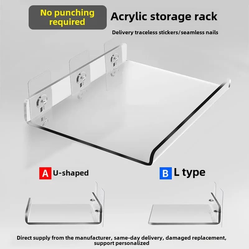 Acrylic Stitched Mirror Cabinet Layer Partition Wall Hanging Storage Shelf Perforation-Free Wall Storage Shelf
