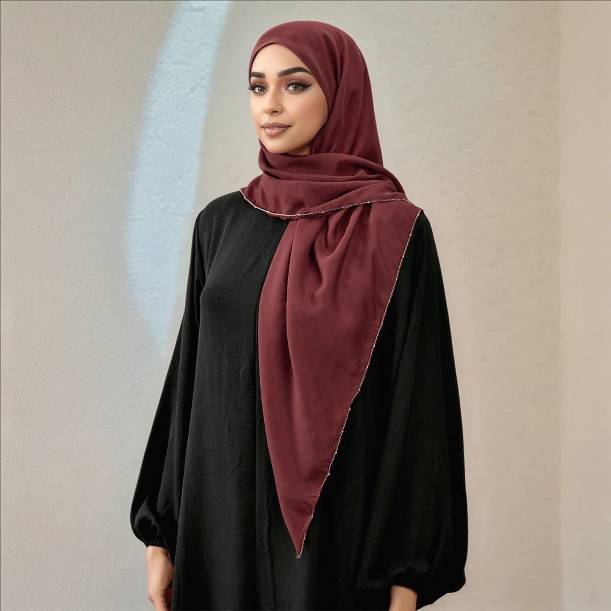 116*116 centimetri Catene Rayon Cotone Sciarpa Quadrata Donna Musulmano Hijab Scialli di Colore Solido Della Fascia Della Signora Semplice Avvolge Capelli Islam Turbante