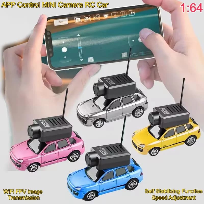 Auto RC in Scala 1:64 con Telecamera, WiFi 2.4G FPV, Controllo tramite App o Telecomando, Funzione di Auto-Stabilizzazione, Giocattolo Telecomandato